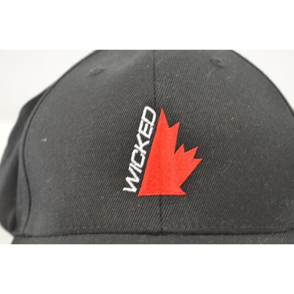 Wicked Canada Maple Leaf Hat Flex Fit Small / Medium Unisex Black Sports Hockey - Picture 2 of 8
